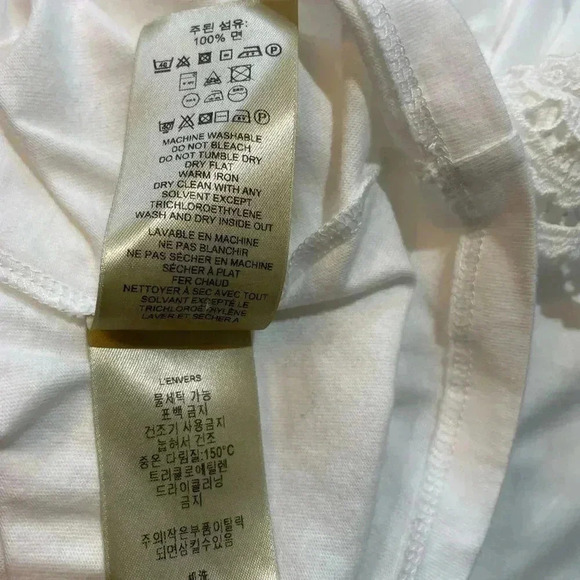 Burberry Brit White Eyelet Crochet Embellished Blouse Size Small Petite - Picture 5 of 7